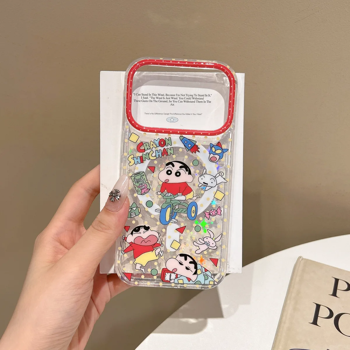 Crayon Shin-chan Clear Case with Beaded Strap & PopSocket for iPhone 17 16 15 14 13 Pro Max — MagSafe